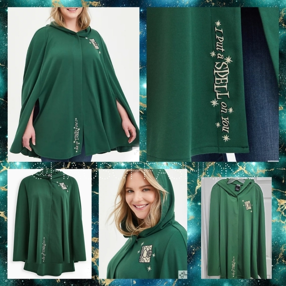 TORRID Disney Hocus Pocus Green Hooded Cape Coat! NWT! - Picture 3 of 7